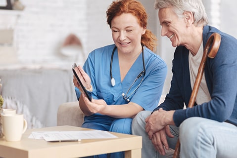 nurse with a tablet